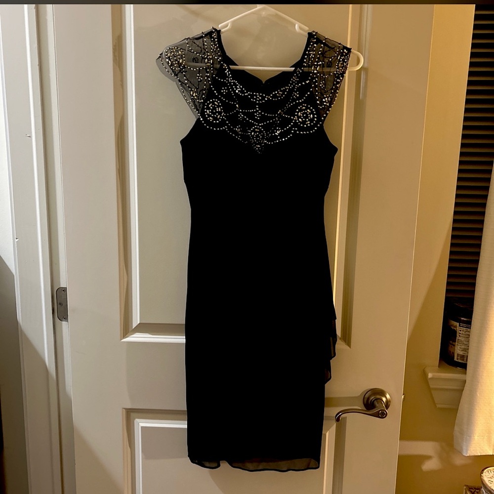 Elegant Black Dress with Beaded Detail